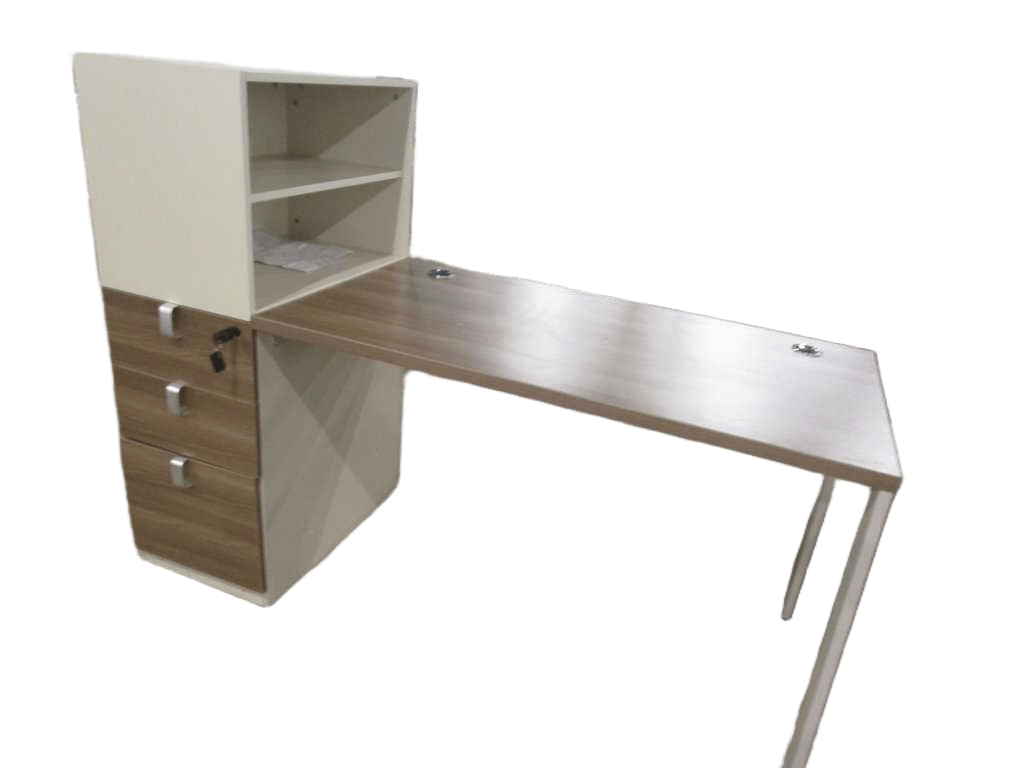 Work Station Left Side 160x65x120 Cm Clr Light Walnut+soft White Ref 24f135l /3cl