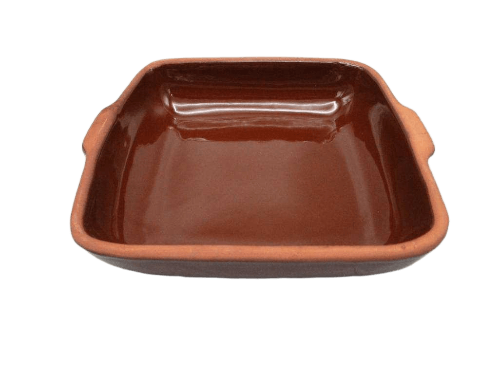 Tray Square Oven 23*23*6,5 Cm, (Full Brown Glazed) 1 Pcs, Shrink Brown 23*23*6,5