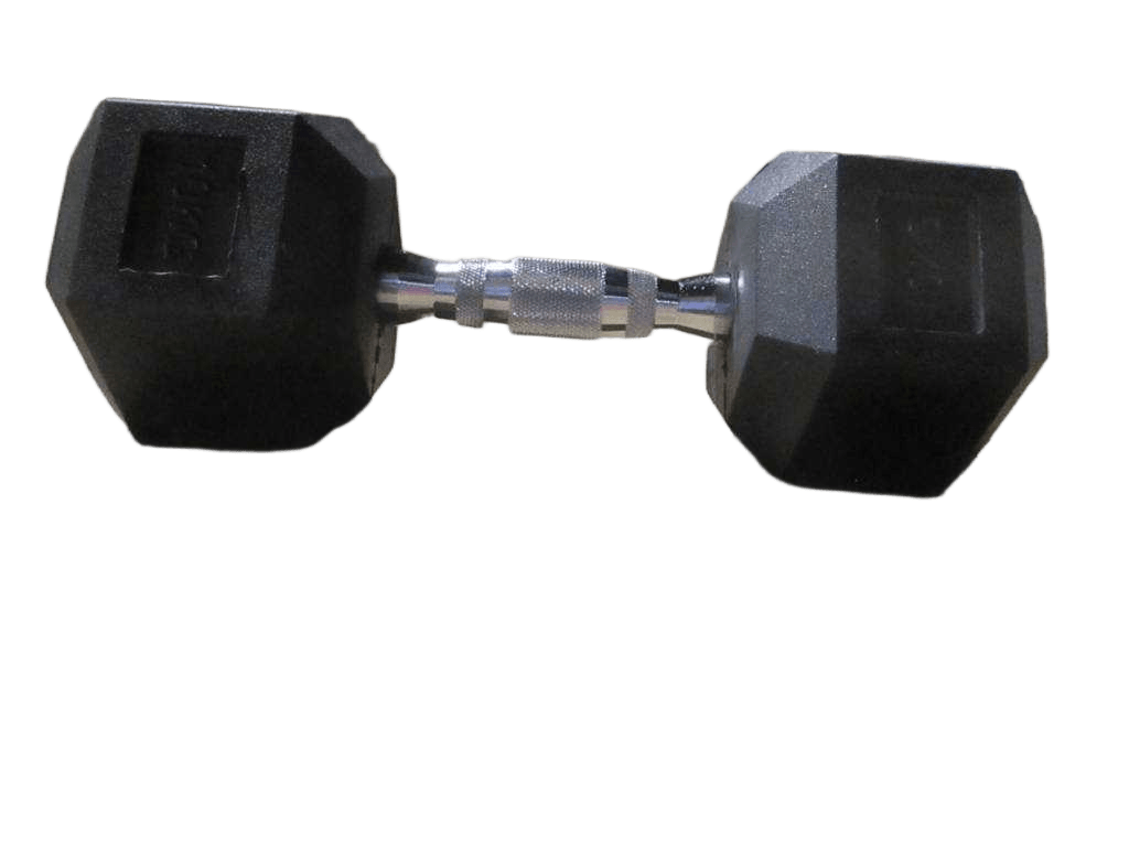 Dumbbell Rubber -10kg Natural Rubber+ Plating Round Steel Black