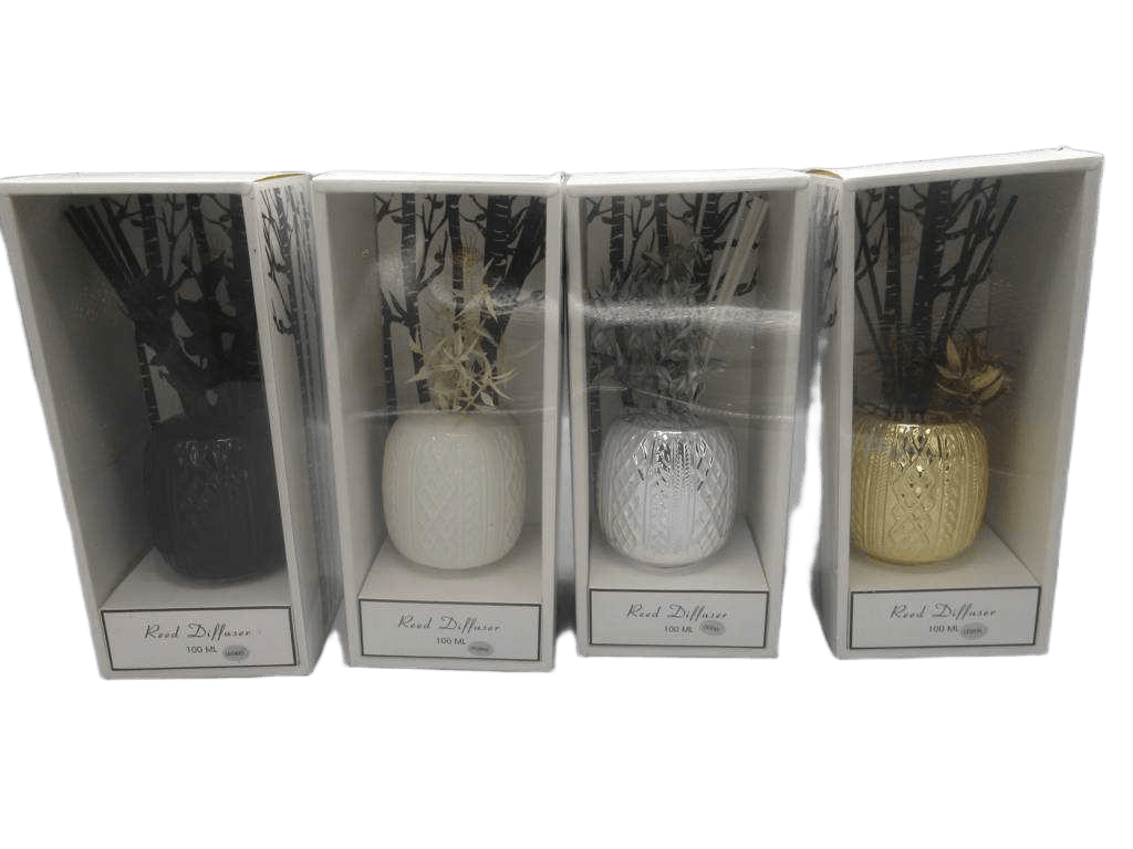 Diffuser Aroma Diffuser,pvc Packing,100ml, 6 Fragrance: Rose,lavender,lily,jasmine, Occean, Lemon Ceramic Bottle12x10.6x27white Gold Black Silver 1cl=