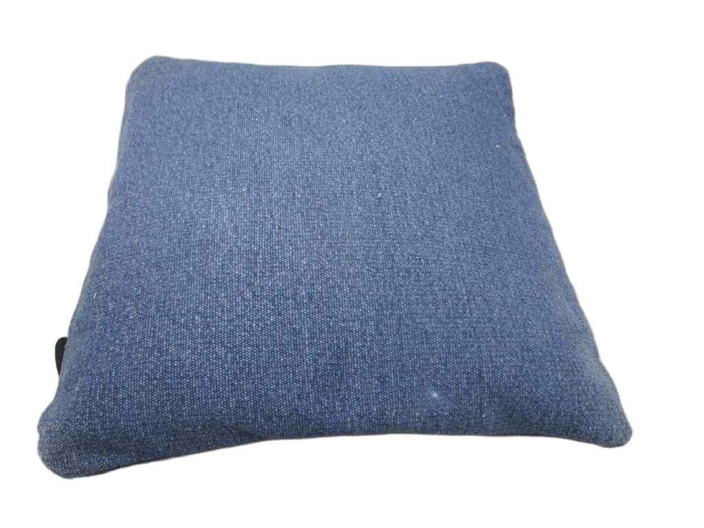 Cushion : Fron And Back In Heavy Cotton With Pom Pom On All Corners And Zipper. Vacuum Packed With 400 Gms Polyfill Filler Inside. Cover - 100% Cotton Filler - 100% Polyester