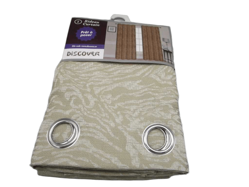Curtain With 8 Round Rings Silver Brass 100% Polyester 165 Gsm