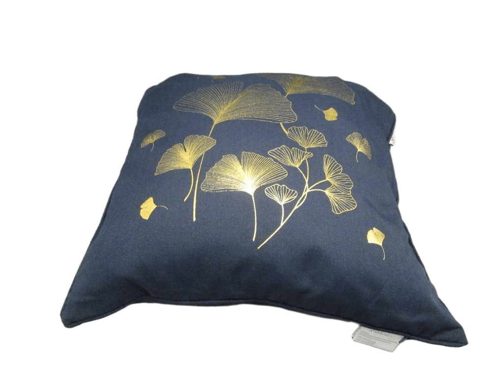Cushion Removable Cover Piping 40x40 Metal Print Polyester Bloomy Navy Blue/Gold