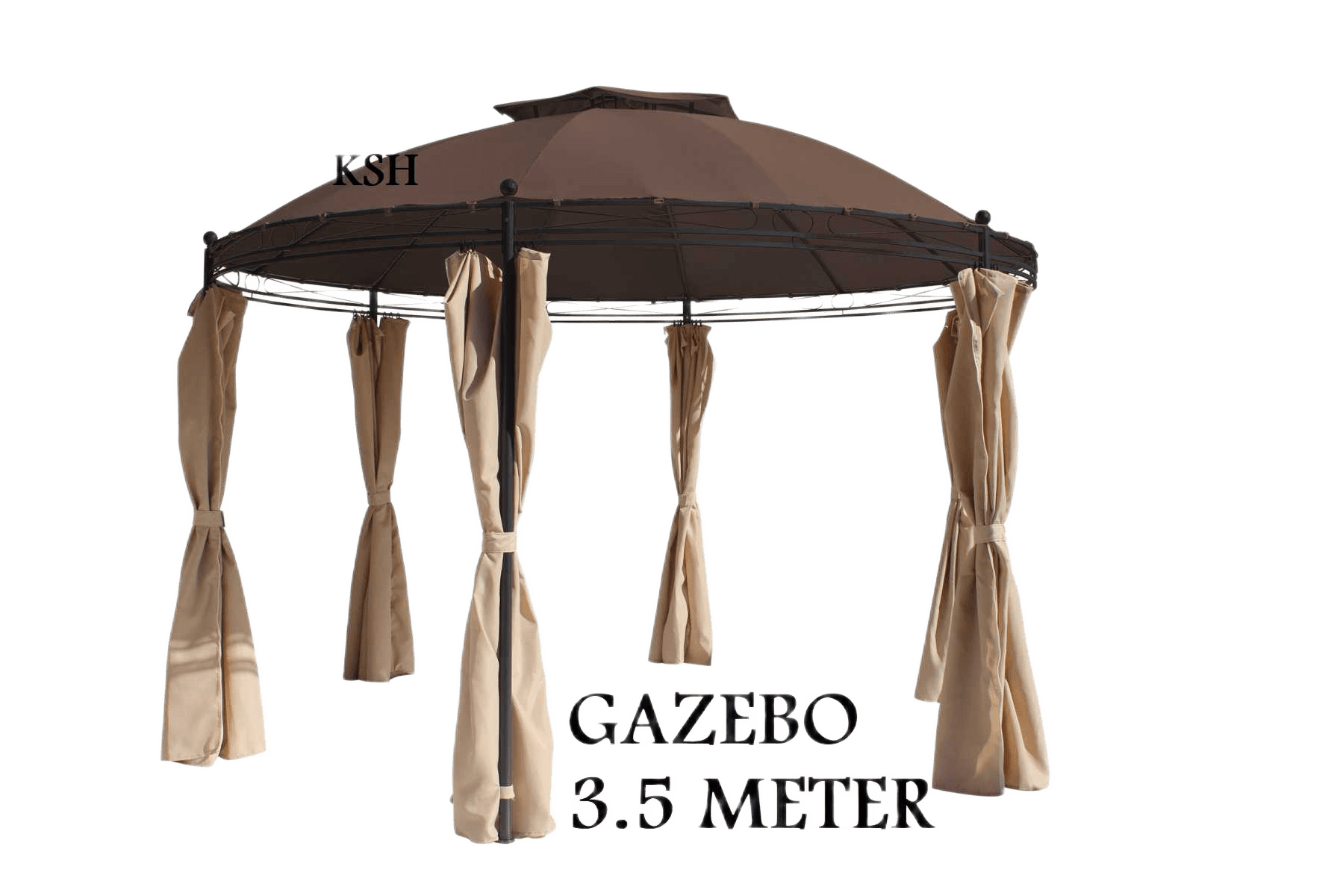 Metal Gazebo Dia. 3,5m Double Topcoffee And Beigesteel Tube And Polyester Cover