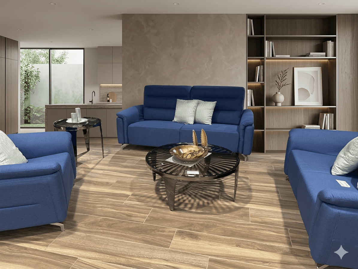 Sofa 321 Fixed Fabric S301 – 20 Blue 4cl