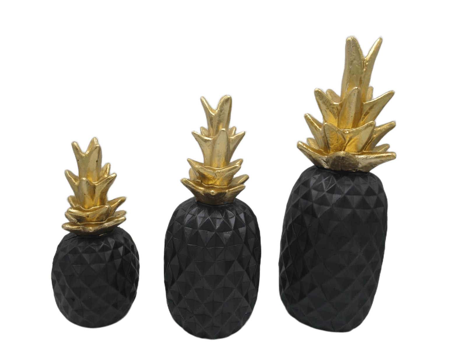 Ananas Decoration Set Black/Gold Gm 40cm Mm 32cm Pm 27cm