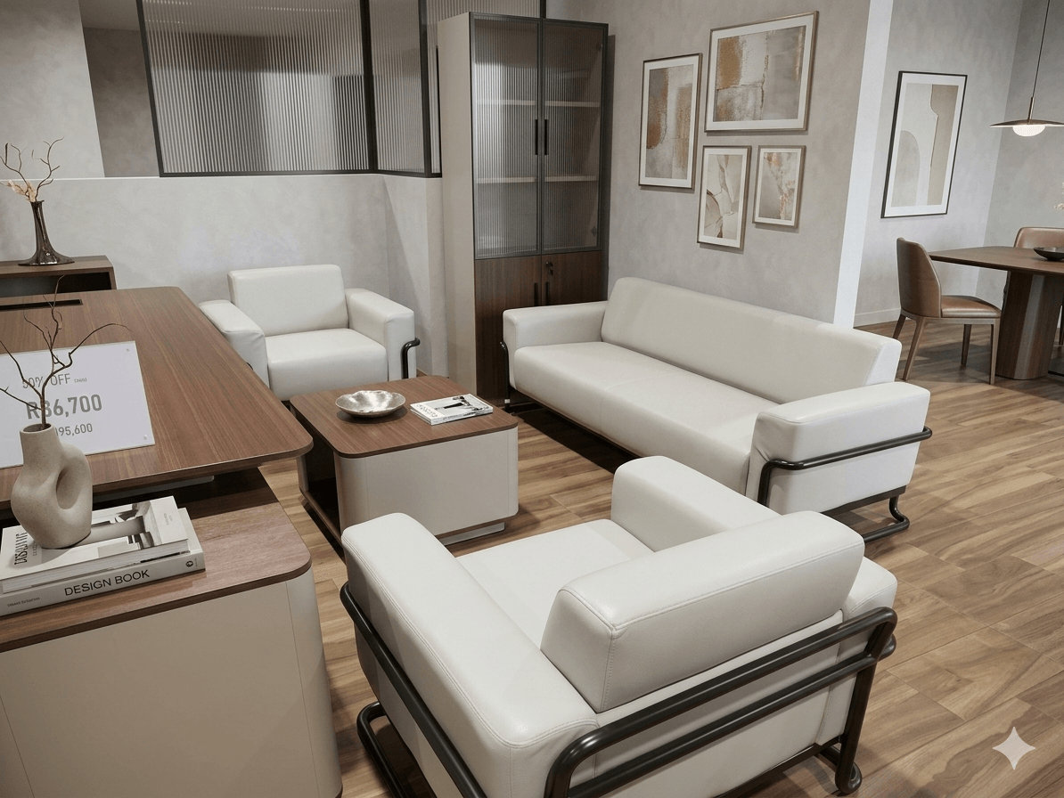 Office Sofa Set 3+1+1 K-D Cream