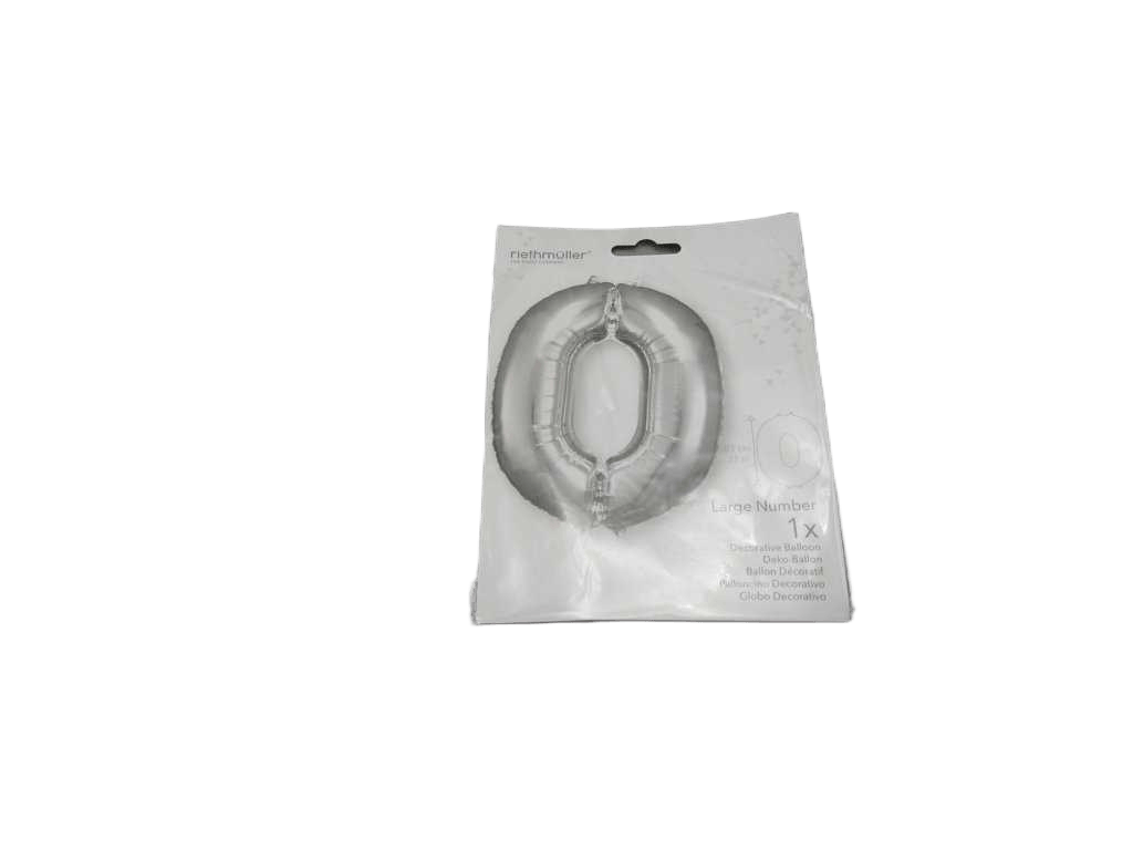 Balloon Large Number 0 Silver Foil N34 Packaged 66 Cm X 88 C