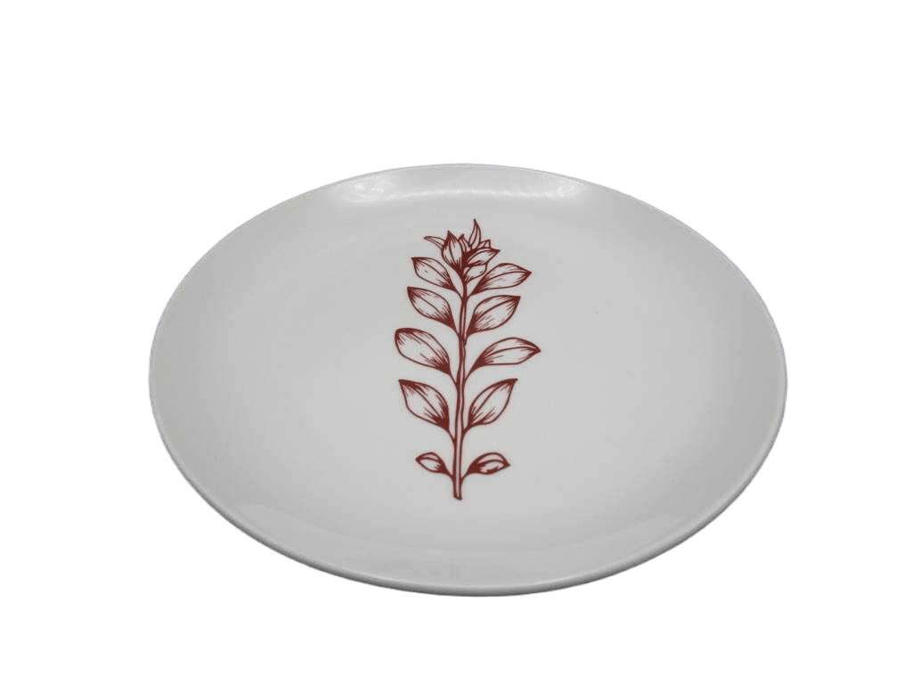 Plate Cottage Porcelaine 20cm Rouge M12