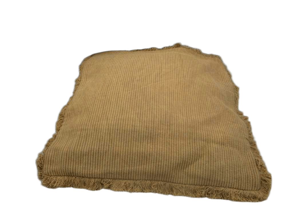 Cushion Weaved Check Washed W/Lace Cushion W/Filler