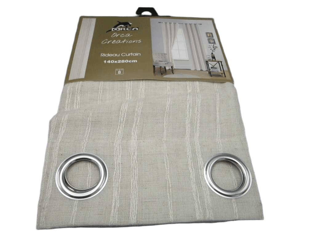 Curtain 140x280 Cm 100% Polyester 8 Ring 190gsm With Packing Hanger
