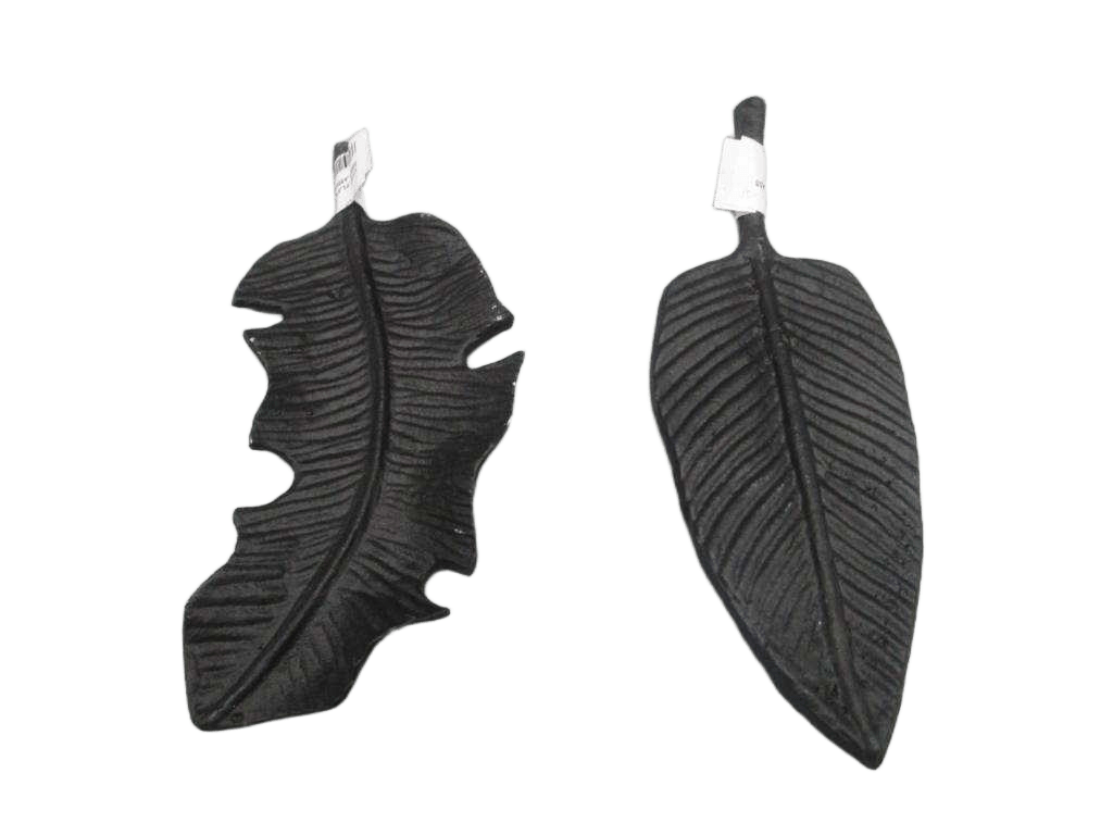 Plate Leaf 20x9cm Black 3ass