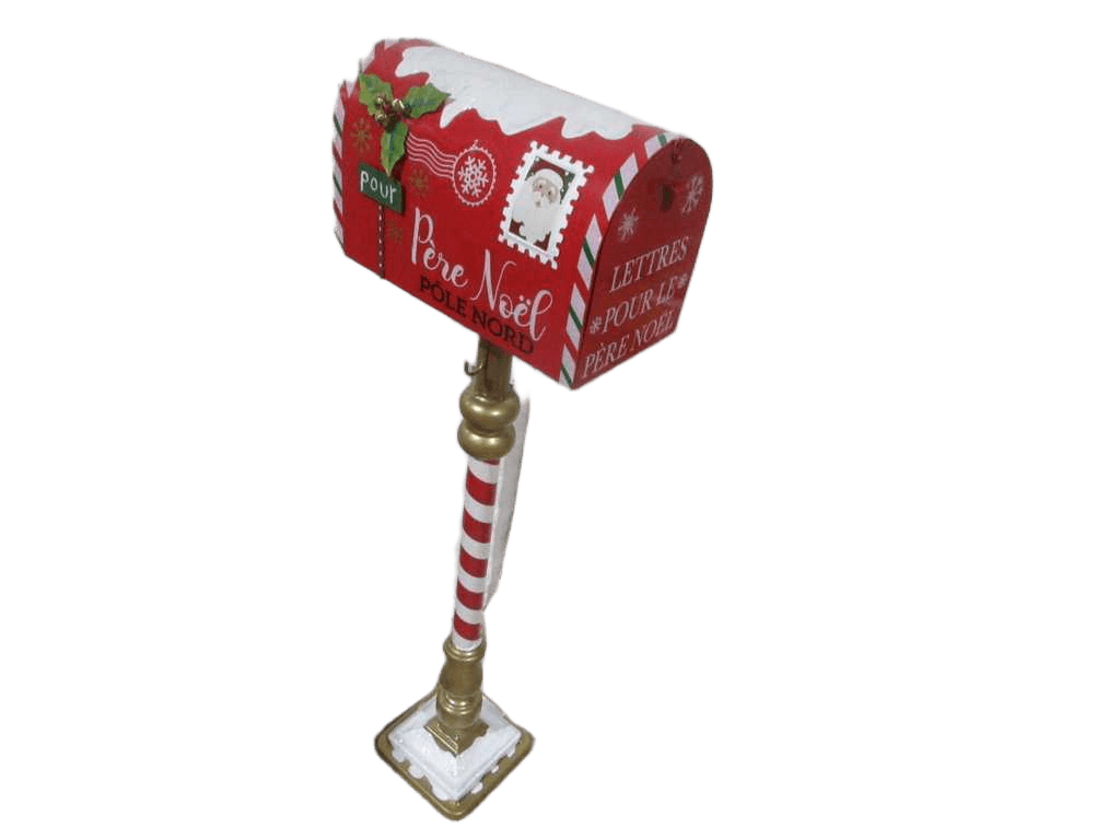 Christmas Mailbox Red Metal H100cm