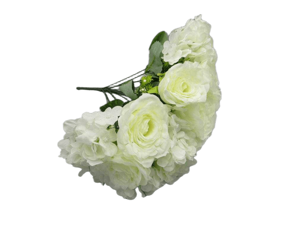 Artificial Autumn Rose And Hydrangea Mix Bush X 18 Cm