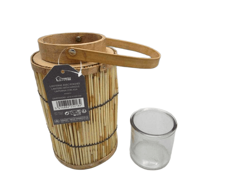 Lantern Natural Living - Bamboo With Handle Diam 13cm X H35cm