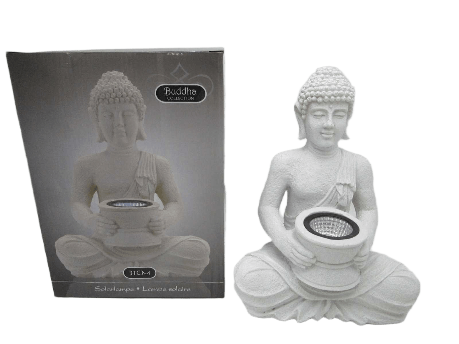 Solarlight In Polystone Buddha
