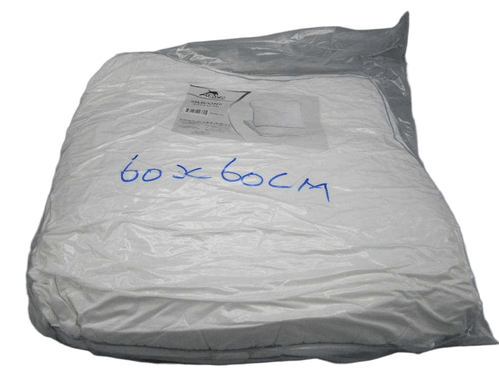 Pillow Polycotton 100 Gr , 140 Fil 65% Cotton 35% Polyester Double Piping Filling 1100 Gr Vaccum With Insert Card White 60x60
