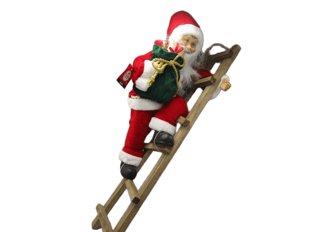 Christmas Santa Standing On Ladder Red 1cl=