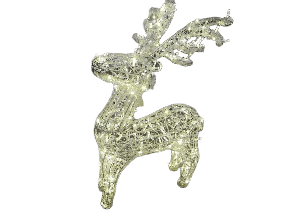 Christmas 3d Deer Stand, H:1.25m, Aluminium Frame, With Pvc Net, Totally 200 Leds, 24v, With Switch Power, With Switch Power And Power Cord Ul Plug