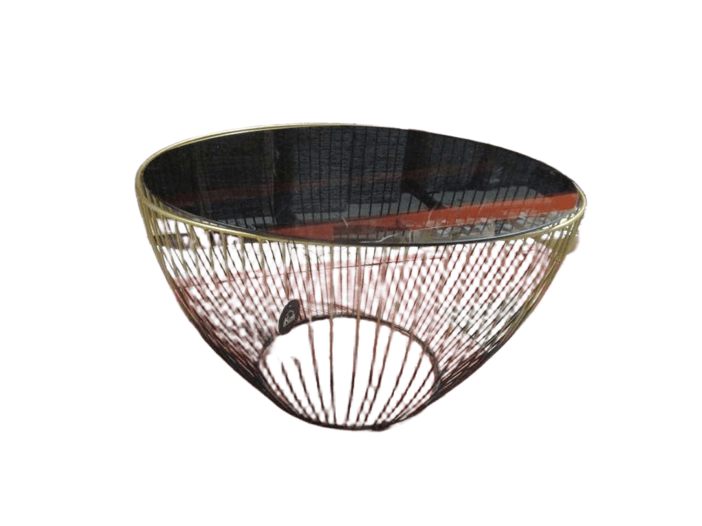 Coffee Table Smocked Tempered Glass And Metal Legs