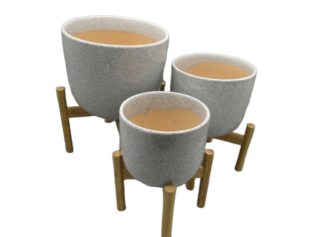 Pot Set 6.5"/8''/9.5'' With Wood Stand