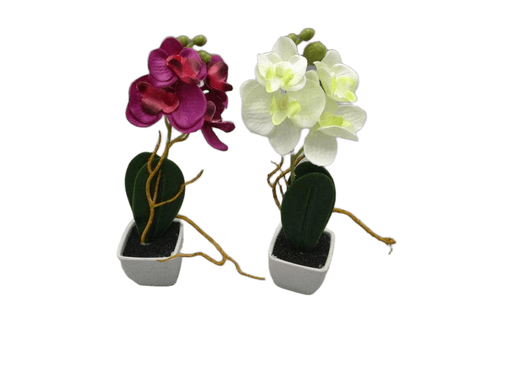 Artificial 19cm Mini Orchid Potted Purp