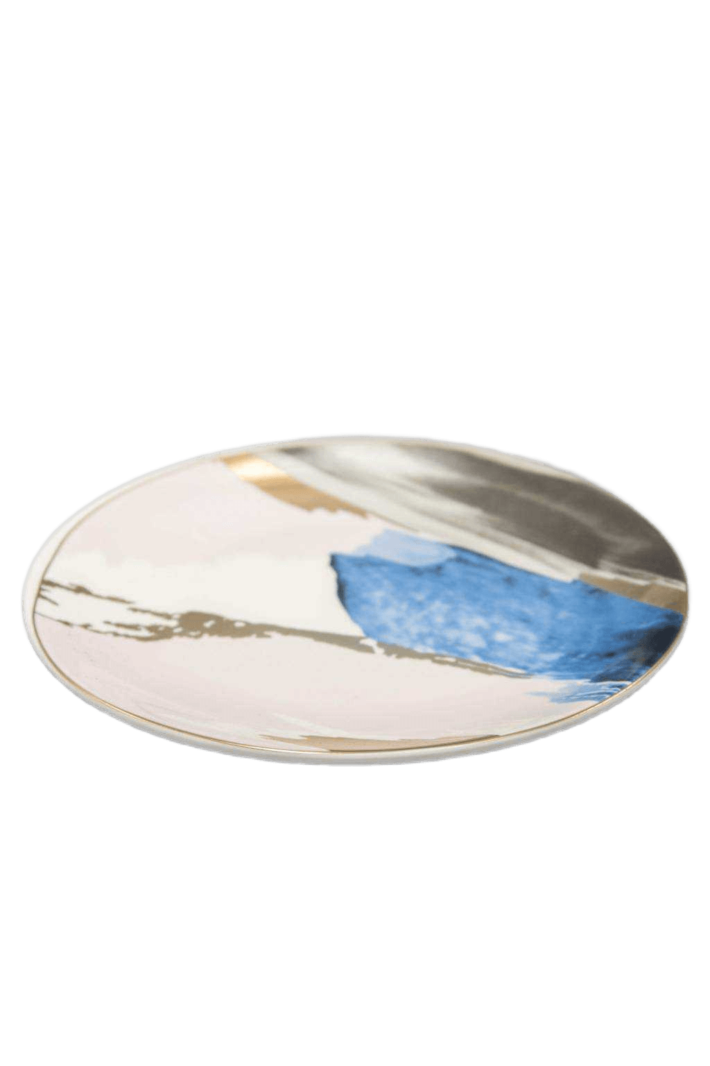 Plate 8“ Rond W Brown Box8“ Dia:20.32cmpink,blue+gold Side