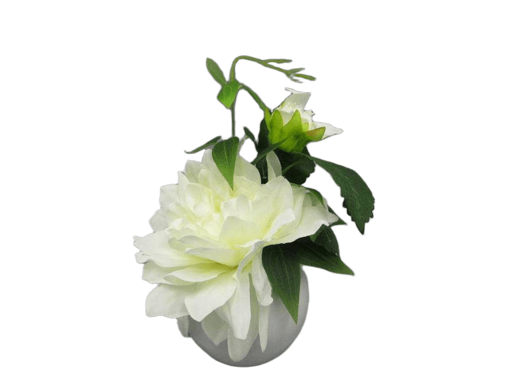 Artificial Dalia In Ceramic Pot