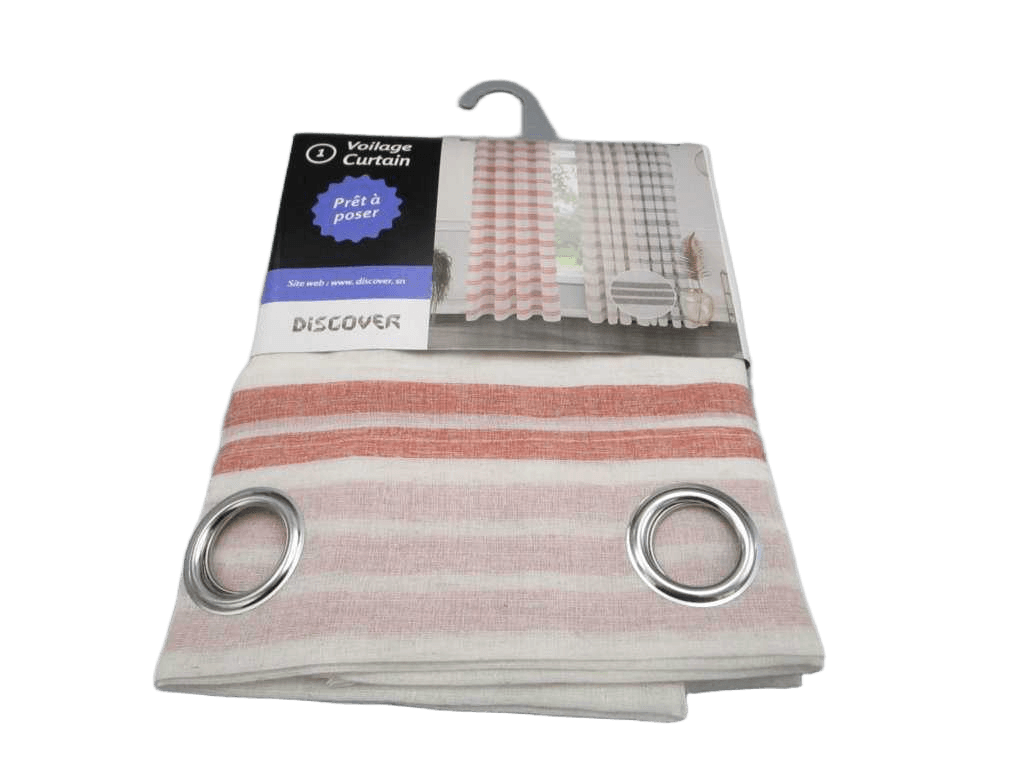 Curtain Yarn Dyed Voile Window Curtain 8 Rings 100% Polyester 85gsm 43x28x23