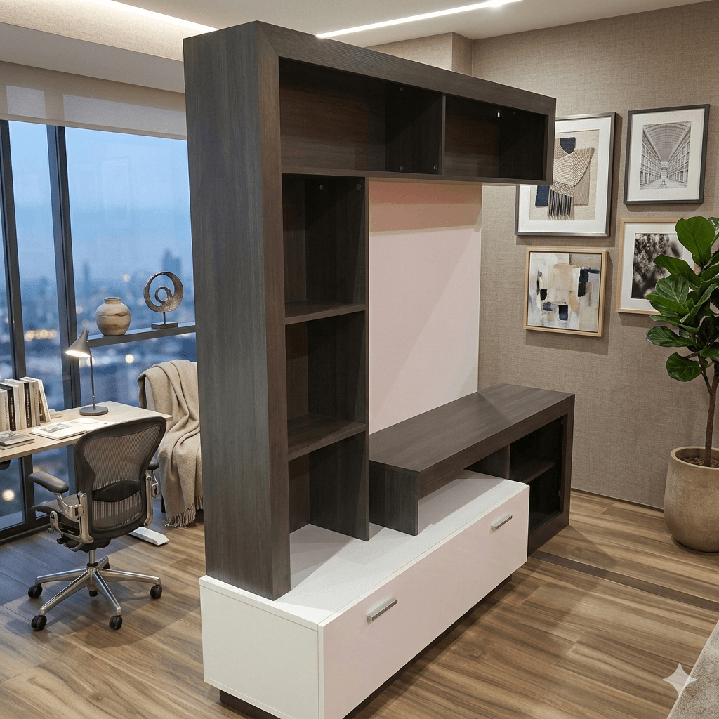 Wall Unit Melamine Faced White, Black Wood