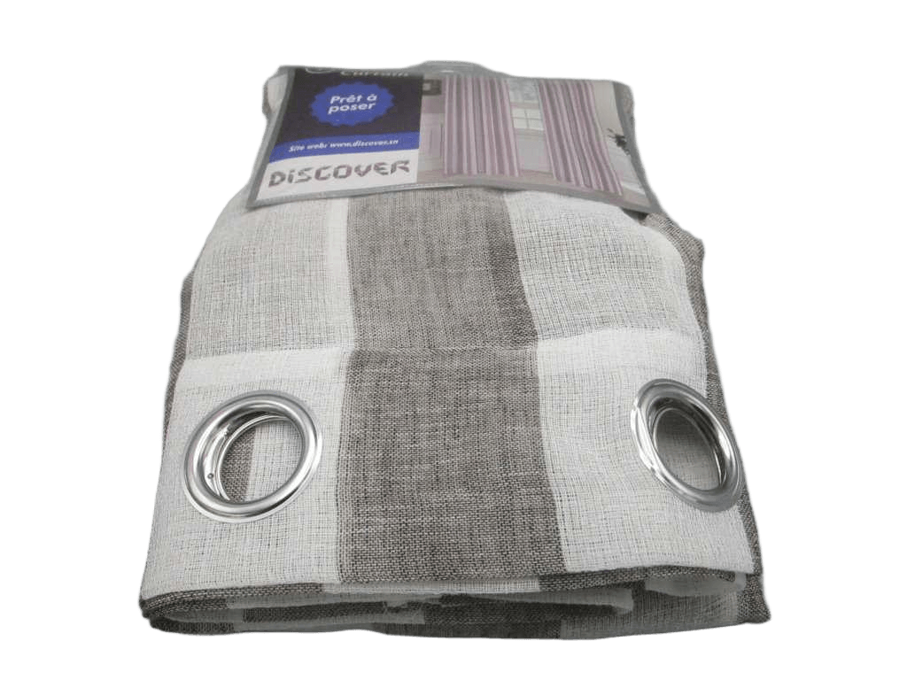 Curtain, 14 Rings Silver 100% Polyester, Gsm: 140g