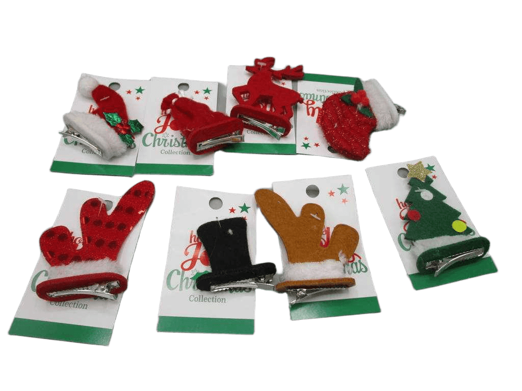 Christmas Hair Clip 9cm 9ass Design 1cl=