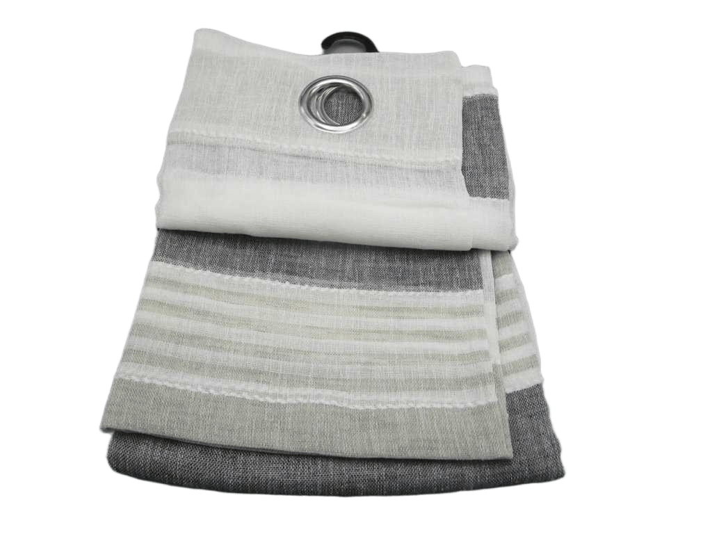 Curtain Yarn Dyed Voile Window Curtain 8 Rings 100% Polyester 130gsm 43x28x25