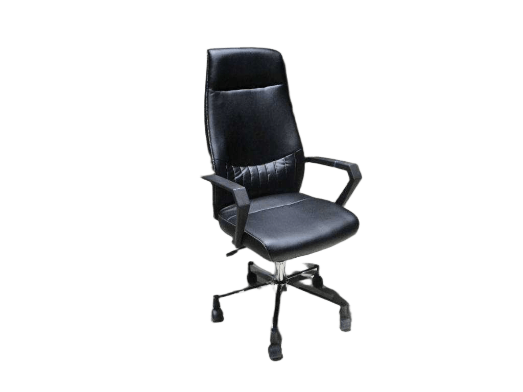 Office Chair Black Lfpu-7w59.5xd61xh112.5/120cmoffice Chair Pu Black Chromed Leg Tilt Mecanism, With Beige Sewing Line