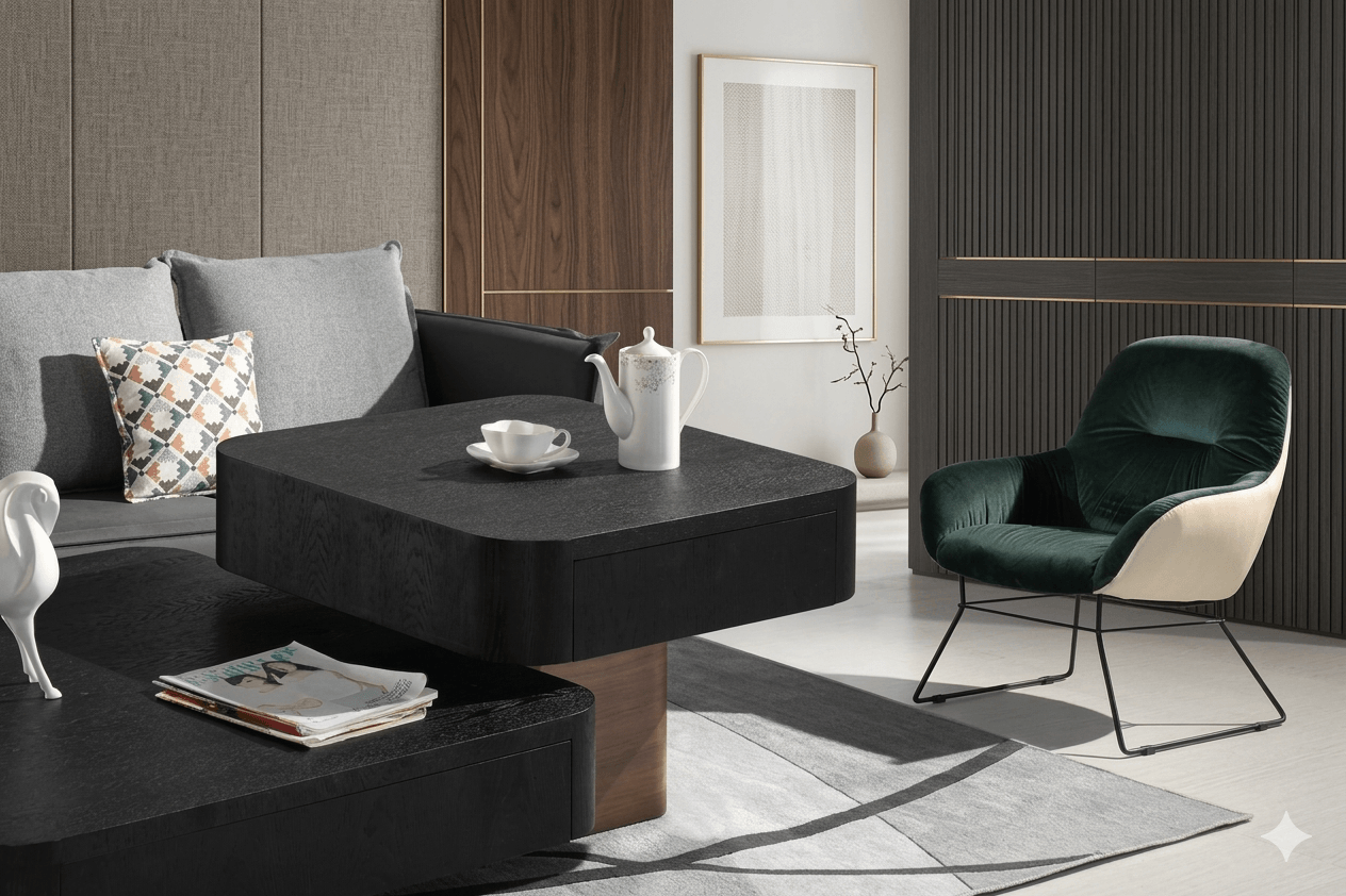 Side Table Black+ Bronze 700x700x500