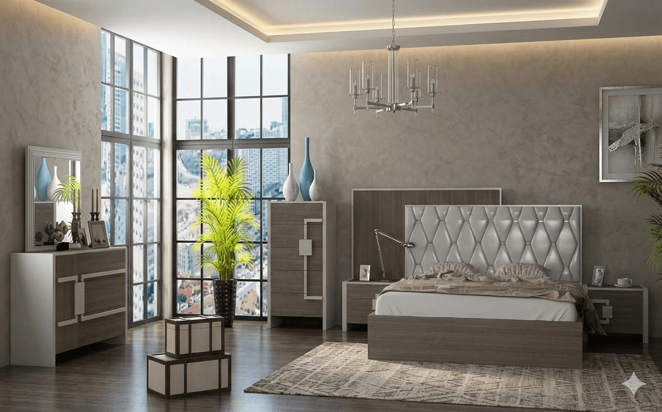 Bed 180x200 Cm +2ns+dresser+mirror+stool Clr Ref 1106-1 /10cl
