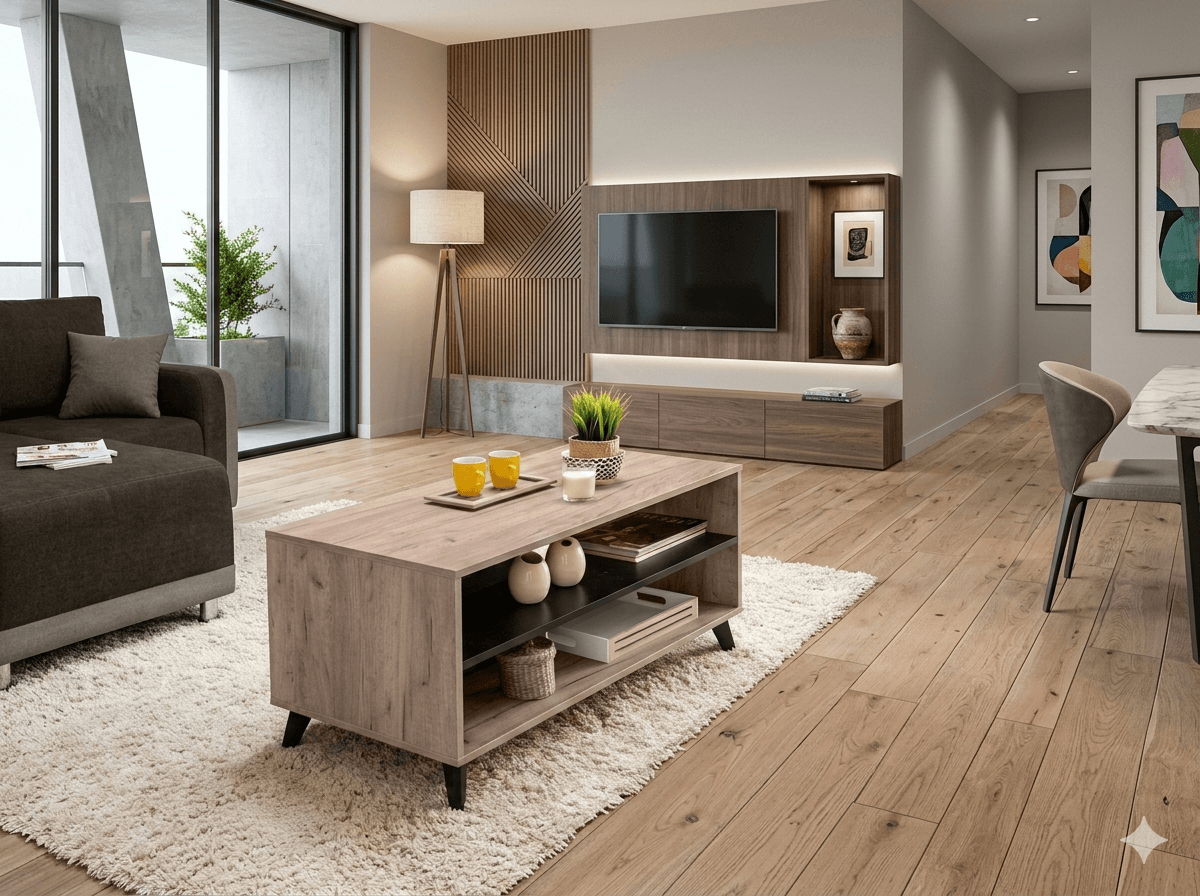Coffee Table Melamine Faced Grey, Black
