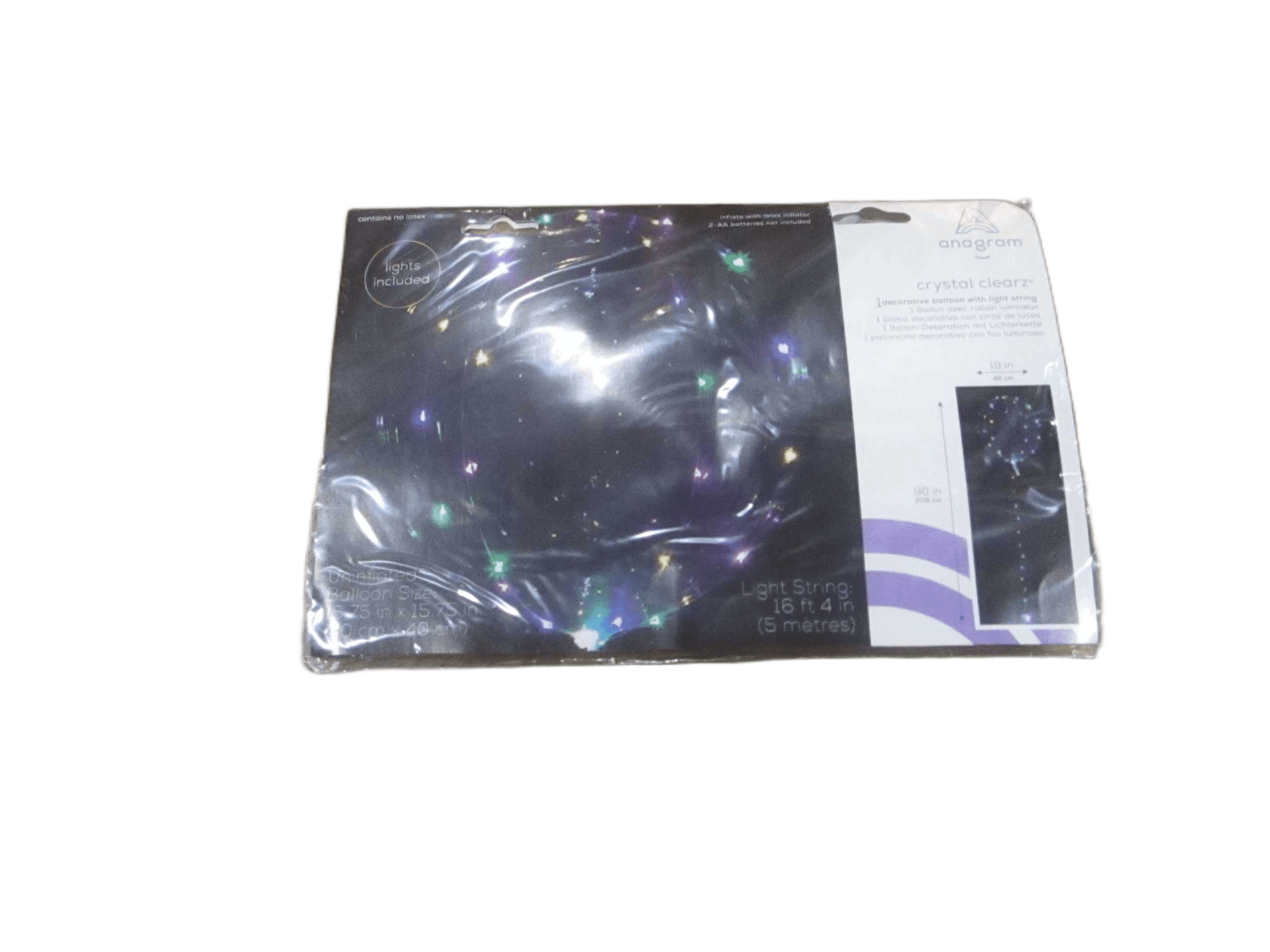 Clearz Crystal Clear With Led Multi-Colour Foil Balloon P45 Packaged Ref 8284311 10ac