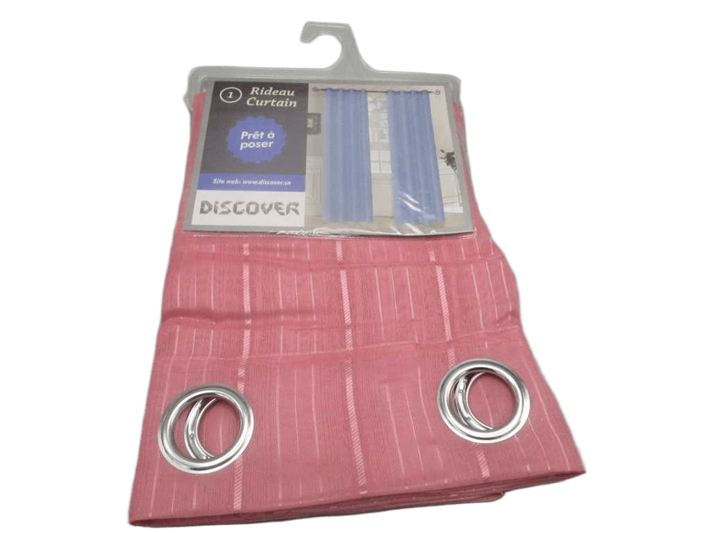 Curtain, 8 Rings Silver 100% Polyester Sheer Pink Gsm: 60g