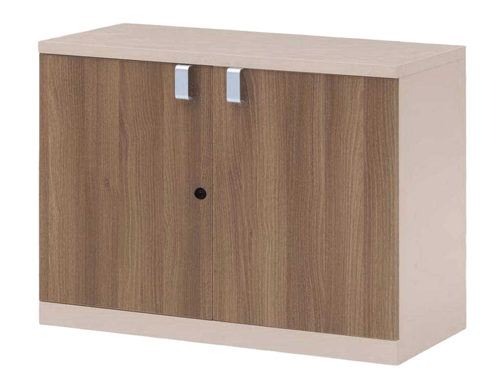 Office Cabinet Low 2d 80x40x60 Cm Clr Light Walnut+ Soft White Ref 24d102 /1cl
