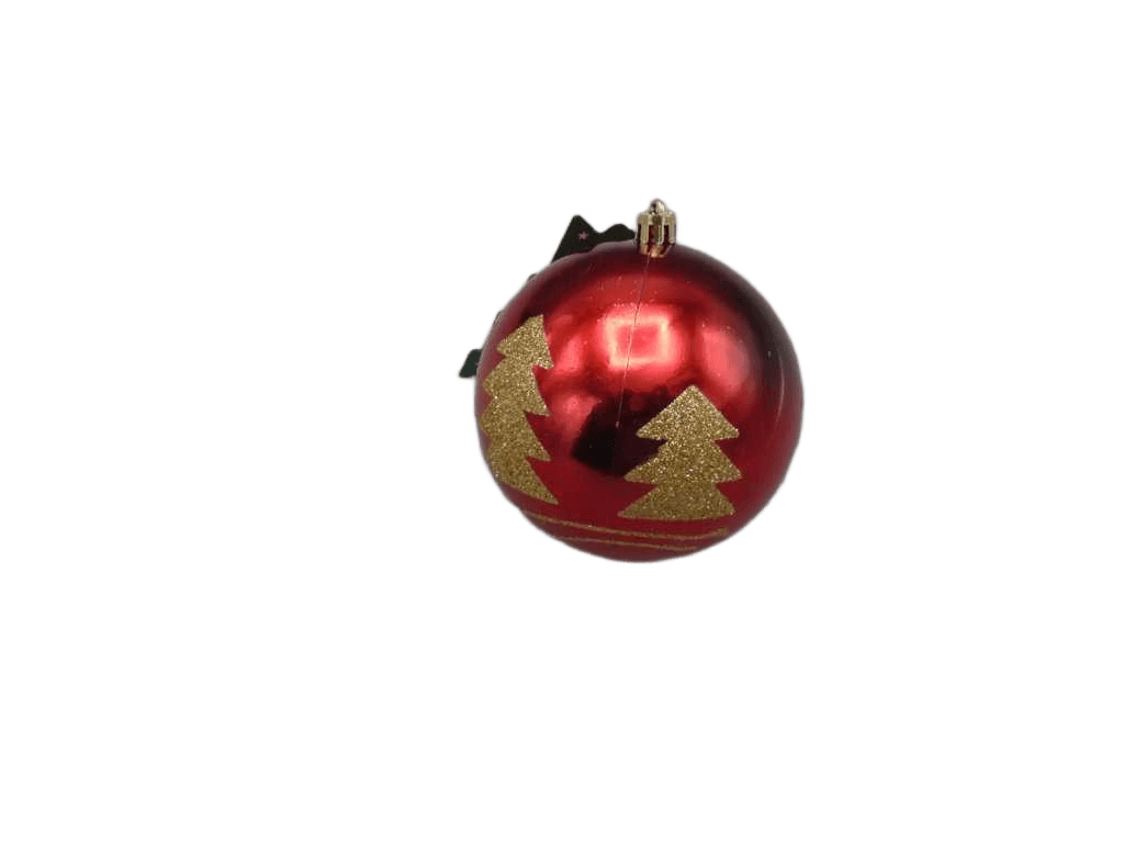 Christmas Ball, 10cm Red+gold Glitter