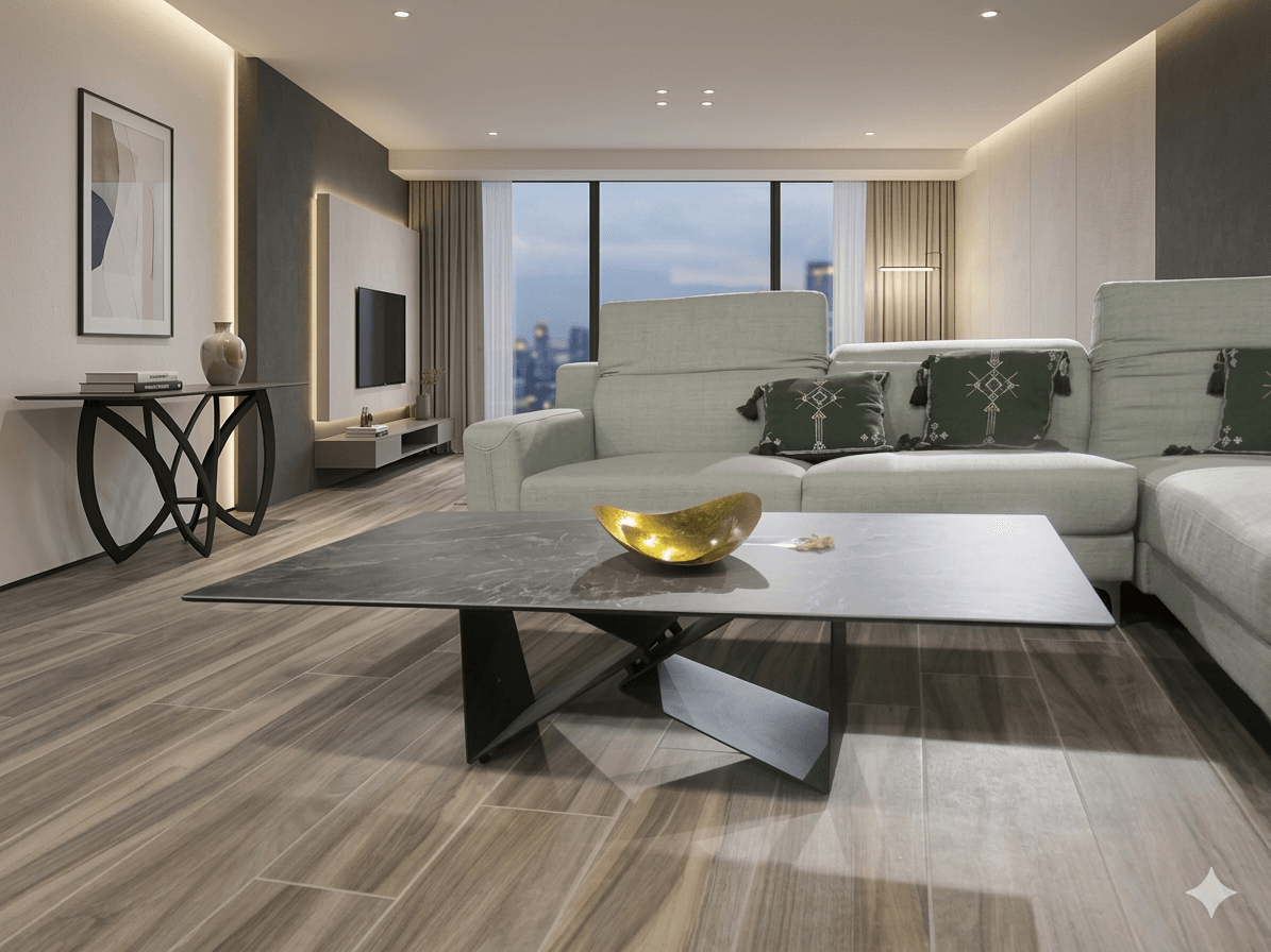 Coffee Table Ceramic, Metal Legs In Black1300x700x400c-03 Brown