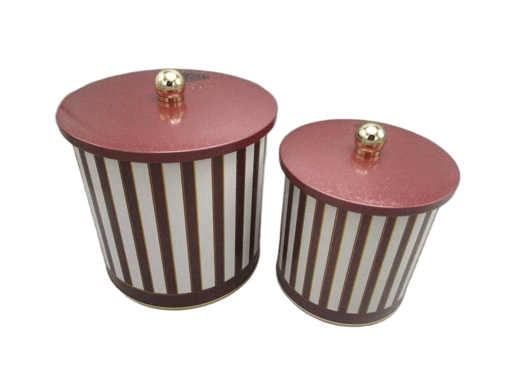 Box Circus Set Of 2 Diam 17.8x18.2 Diam 14.3x15.2 Set Of 2 Round Metal With Gold Handle