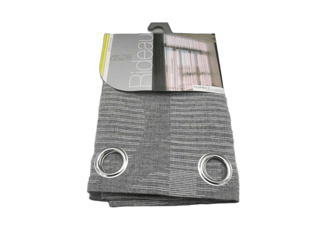 Curtain 140*270, Linen+voile 8 Rings Silver 125gsm1 Black140x270
