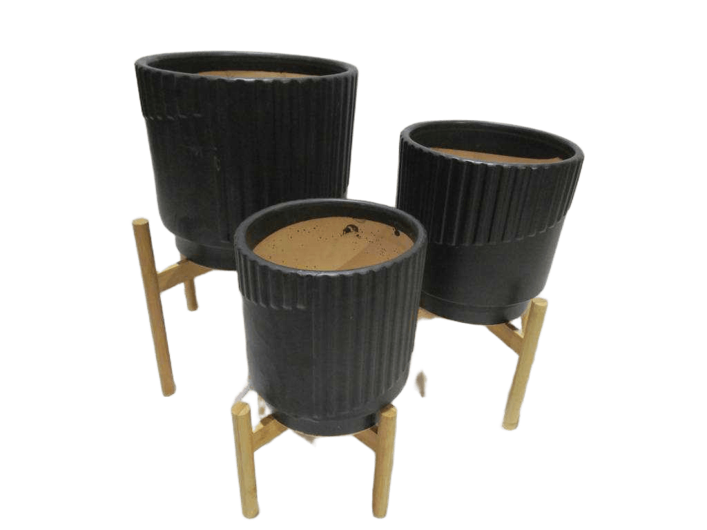 Pot Set 8.5''/9.5" With Wood Stand