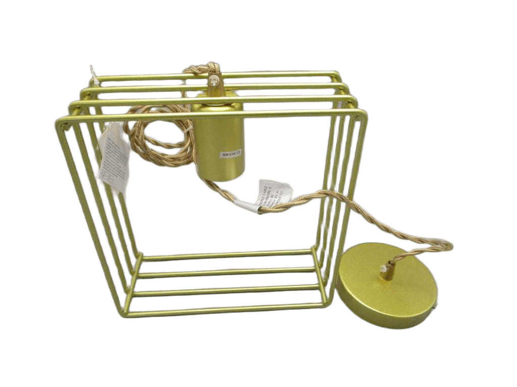 Lamp Shade: 20x7.5x20cm Wire Length: 150cm Base Size: Dia 10cmgolden Coating Round Ring Pedant Lamp No Bulb Brown Box E27 Bulb 1cl=