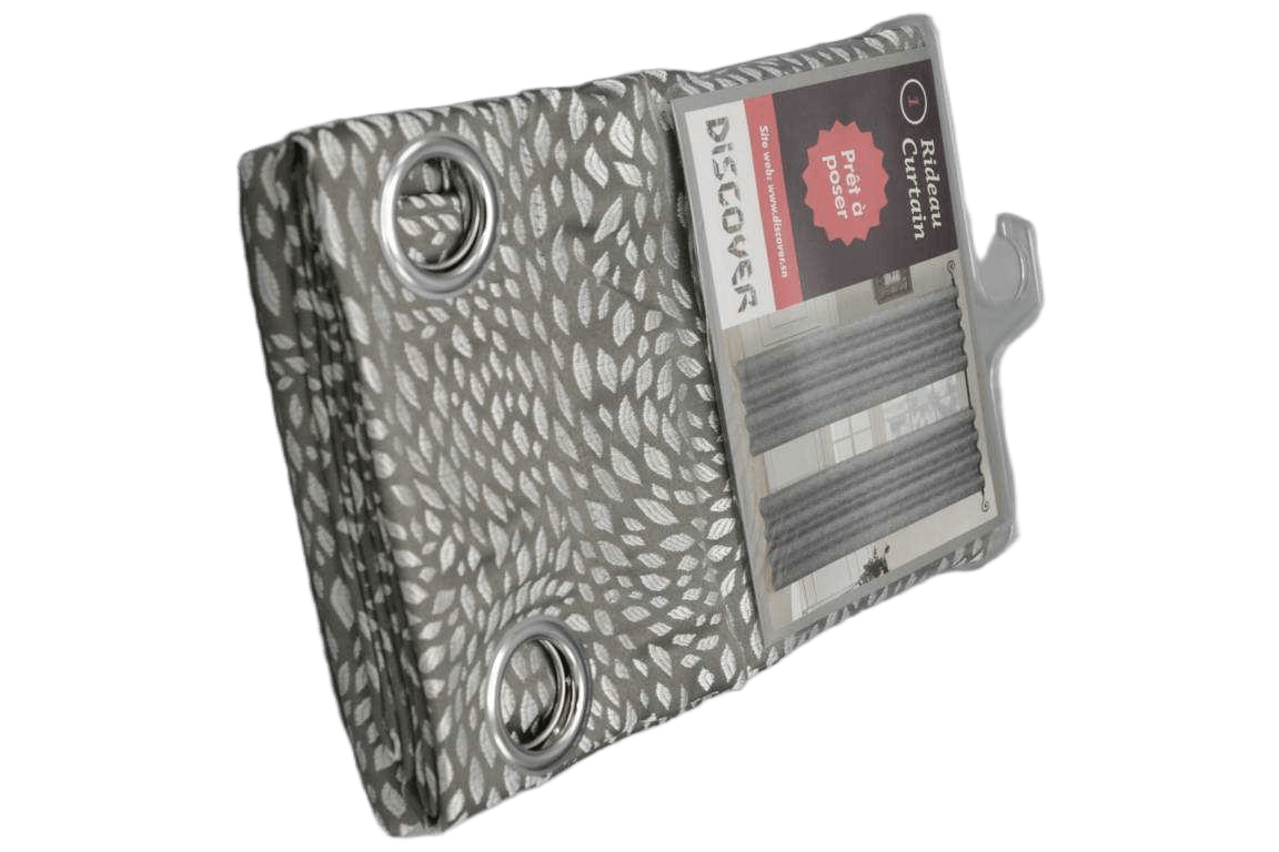Curtain, 8 Rings Silver 100% Polyester Jacquard Gsm: 150 G Grey 1cl=