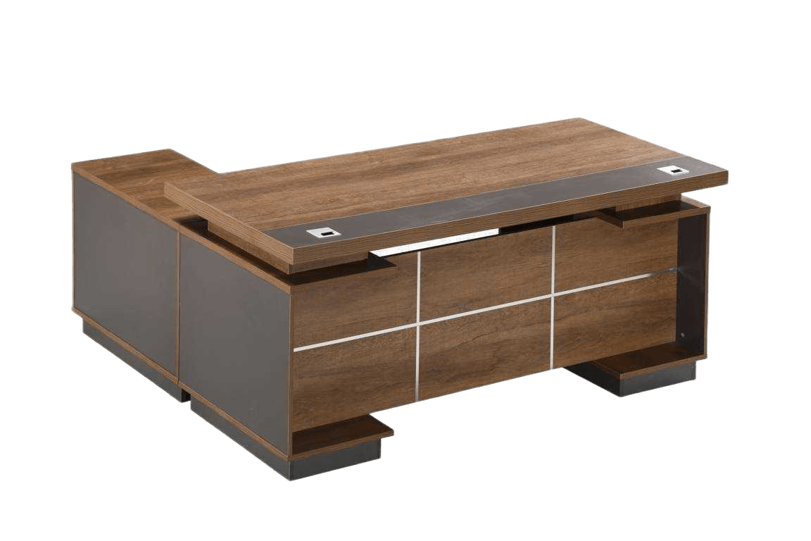 Executive Table Left Side 200x160x75 Cm M037 Golden Diamond-New Grey
