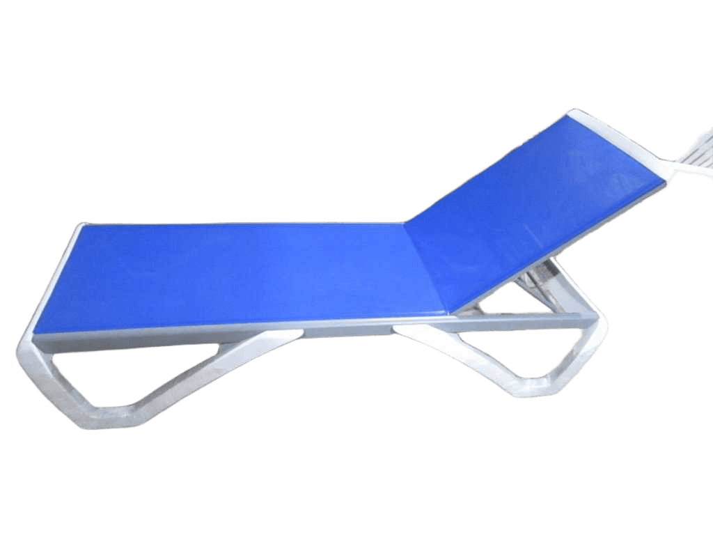 Chair Lounge Plastic, Alu,textileneblueplastic Texilene Lounger