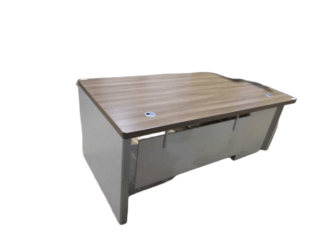 Office Table Left Side 180x160x76 Cm Clr Light Walnut+soft White Ref 24m015 L /4cl
